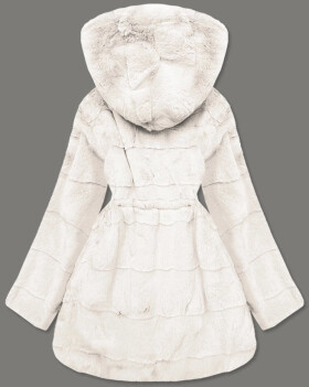Dámska kožušinová bunda vo farbe ecru (CX009-10) odstíny bílé XL (42)