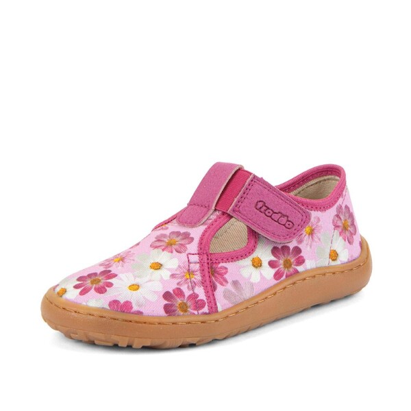 Dievčenské plátené barefoot prezuvky CANVAS T-BAR FLOWERS Froddo G1700439-4 - 36