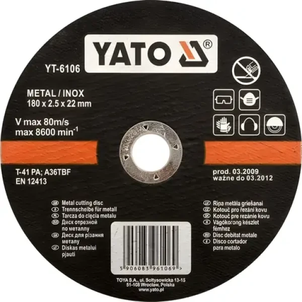 YATO Rezný kotúč na kov Inox 230x22x2,0 mm / Rezný kotúč / Nerezová oceľ / O 230 mm