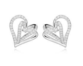 Silver Cat Srdiečkové náušnice s kubickými zirkónmi Love & Infinity SC604