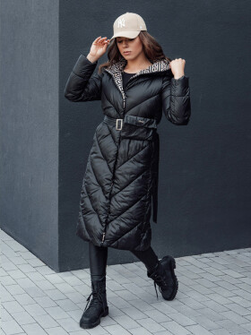 Dámsky zimný prešívaný kabát s kapucňou CELESTIE black FashionStreet TY4513 XXL