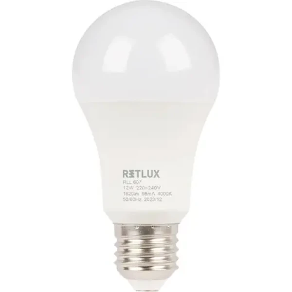 Retlux RLL 607 A60 E27 bulb 12W / 1620 lm / 4000K - studená biela / D (8590669358199)