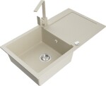 MEXEN/S MEXEN/S - Leo granitový drez 1-miska s odkvapkávačom vrátane batérie Rita, béžový 6501-69-670300-69