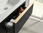 CERANO - Kúpeľňová skrinka Velora - čierna matná, úchytka zlatá + keramické umývadlo Novo - biela lesklá - 121x54,5x46,5 CER-979898