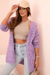 Dámsky sveter s vreckami čipka fialová UNI