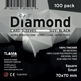 TLAMA games Obaly na karty Diamond Black: Square Small (70x70 mm) (80 mikrónov, 100 ks)