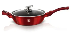 BERLINGERHAUS Panvica hlboká 32 cm Burgundy Metallic Line / Mramorový povrch / Pokrievka (BH-1261)