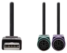 Nedis adaptér USB-A - 2x PS/2 čierna / Adaptér / 480 Mbps / 30 cm (CCGB60830BK03)