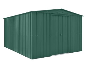 Plechový záhradný domček so strešným oknom Globel 1012, š. 295 × d. 361 × v. 203 cm (zelený)