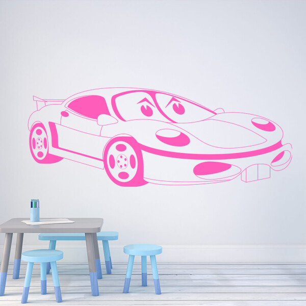 Veselá Stena Samolepka Detské autíčko Porsche Farba: růžová, Veľkosť: 100 x 44 cm