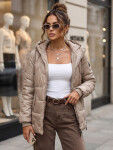 Dámska prešívaná prechodná bunda s kapucňou v kamelovej farbe, FashionStreet TY5799 S