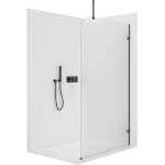 CERANO - Sprchová zástena Walk-in Orbis Top Round - Pravá - 8 mm - guľatá vzpera - čierna matná, mliečne sklo - 130x200 CER-999963