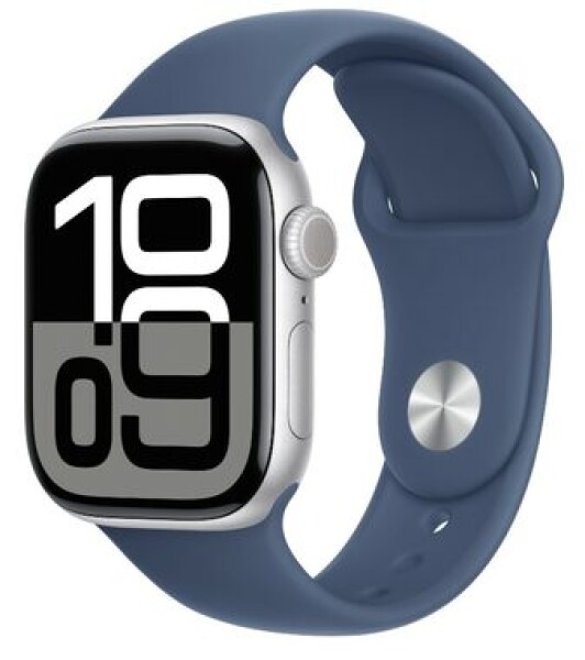 Apple Watch Series 10 GPS 42mm Strieborné hliníkové telo - Denimový športový remienok (S/M) / 130-180 mm (MWWA3)