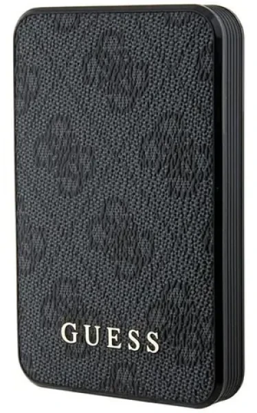 Guess PU 4G Leather Metal Logo čierna / Powerbanka / 5000mAh / 15W (GUPB5LP4GEGK)