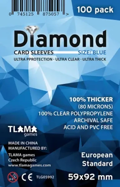 TLAMA hry Obaly na karty Diamond Blue: European Standard (59x92 mm) (80 mikrónov, 100 ks)