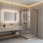 REA/S - Sprchovací kút City 90x90 Brush Copper So sprchovou vaničkou Savoy KPL-K6984