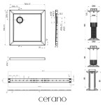 CERANO - Sprchová vanička štvorcová Brio - SMC/minerálny kompozit - štruktúrovaná biela - 70x70x4 + čelný panel + nožičky CER-169715
