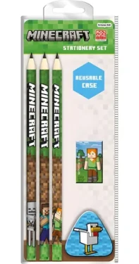 ALLTOYS Písacia súprava Minecraft Chicken / 5 dielov / 3x ceruzka HB, strúhadlo, guma (SR2404673)