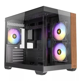 Antec CX600M Wood čierna / mATX / 1x USB-A 2.0 / 1x USB-C 3.1 / 3x 120mm RGB / bez zdroja / priehľadná bočnica (0-761345-10138-7)
