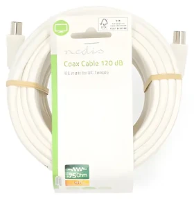 Nedis Koaxiálny kábel IEC Coax biela / Kábel / 75 Ohm / 120 dB / 4X tienený / 15 m (CSGL40020WT150)