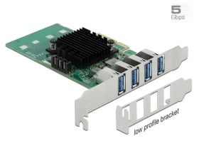 DeLock PCIe x4 / Radič USB / 4X USB 3.0 Typ-A / Nízkoprofilový (89048)