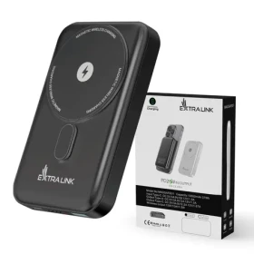 Extralink MagSafe grafitová / Powerbanka / 10000 mAh / MagSafe / PD 20W + 15W / USB-C, USB-A