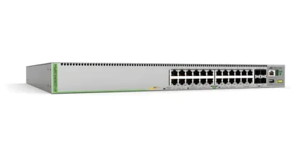 Allied Telesis L3 Stack switch PoE+ 20x GbE + 4X Multi-Gig šedá / Switch / 24 portov / L3 riadený / PoE+ / Stohovateľný (AT-GS980MX/28PSM-50)