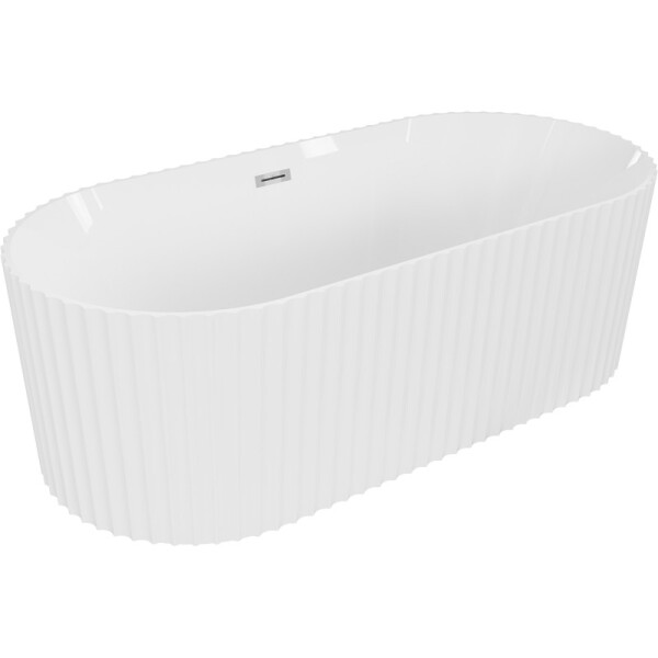 MEXEN/S - Paola voľne stojaca vaňa reliéf 150 x 75, biela lesk, sifón a prepad chróm 52721507500-01