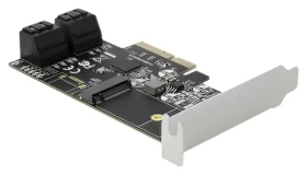 DeLock PCIe x4 karta 4X SATA + 1x M.2 / Radič / JMicron JMB585 / Serial-ATA 600 / Hot Swap / Low profile (90396)