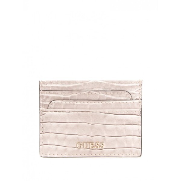 GUESS peňaženka Vella Croc Cardholder shell Ružová