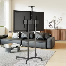 Equip Economy čierna / Podlahový stojan TV / 37-70" / nosnosť 70 kg / VESA 600x400 / výškové nastavenie (650636)