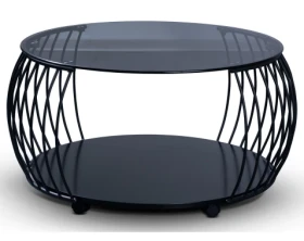 Okrúhly konferenčný stolík Shanghai, 80 cm, čierny/sivý%