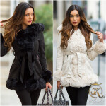 Sexy Winter jacket with faux-fur Details BEIGE