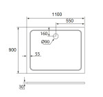 H K - THOR Sprchová vanička z liateho mramoru, obdĺžnik, 110x90x3 cm SE-THOR-11090