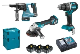 Makita Sada aku náradia 9 dielov / Sada náradia / 18V LXT / 3x 5,0 Ah / vŕtačka + brúska + kladivo (DLX3119TJ)