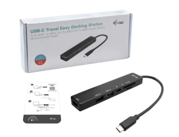 I-TEC USB-C Travel Easy Dock 4K HDMI / Dokovacia stanica / 4K 30Hz / Power Delivery 60W / USB 3.0 / SD+microSD (C31TRAVELEASYDOCKPD)