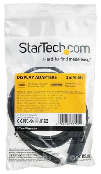 StarTech USB-C na DisplayPort 1.4 čierna / Kábel / 2 m / 8K / Obojsmerný (CDP2DP142MBD)