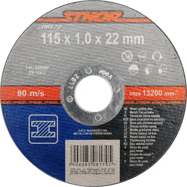 STHOR Rezný kotúč na kov 115x1,0x22 mm / Rezný kotúč / Priemer 115 mm / Hrúbka 1 mm
