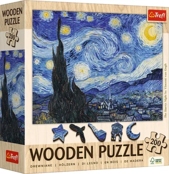 Trefl Drevené puzzle Art - Puzzle - Vincent van Gogh: Hviezdna noc