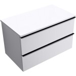 CERANO - Kúpeľňová skrinka Velora - biela matná, úchytka čierna + doska pod umývadlo Navira Slim - 18 mm - 80x54,8x46,5 CER-664723