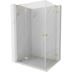 MEXEN/S - Lunar L Duo sprchovací kút dvere krídlové 105 x 75, transparent, zlato kartáčovaná 834L-105L-075P-55-00