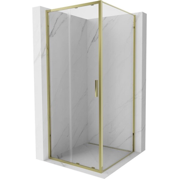 MEXEN/S - Exo sprchovací kút, posuvné dvere 95 x 95, transparent, zlato 8151-095-095-50-00