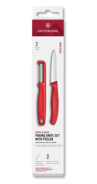 VICTORINOX Swiss Classic Kuchynský nôž a škrabka 2 ks červená / rovné ostrie (6.7111.21C1)