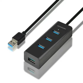 Axagon HUE-S2BL, 4X USB 5Gbps CHARGING húb, micro USB napájací konektor, kábel USB-A 120cm (HUE-S2BL)