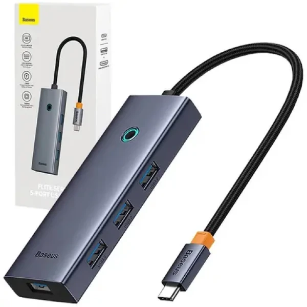 Baseus B00052809813-00 UltraJoy Rozbočovač 5v1 USB-C na 1x HDMI + 4xUSB 3.0 sivá (B00052809813-00)