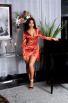 Sexy Koucla Satin Minidress in Wrap-look Einheitsgroesse