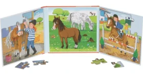 GOKI Magnetická puzzle kniha Jazdecká stajňa 2x20 dielikov