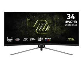 34" MSI MAG 345CQRF E20 čierna / Herný monitor / UWQHD / VA / 200Hz / 0,5ms / 21:9 / HDMI + DP / VESA (MAG 345CQRF E20)