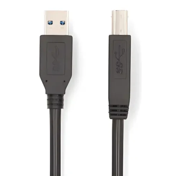 Nedis USB kábel USB-A-USB-B čierna 2m / Kábel USB / USB-A - USB-B / 5 Gbps / Poniklované (CCGB61100BK20)
