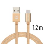 SWISSTEN TEXTILE dátový kábel USB - USB-C 1.2m zlatá (71521204)